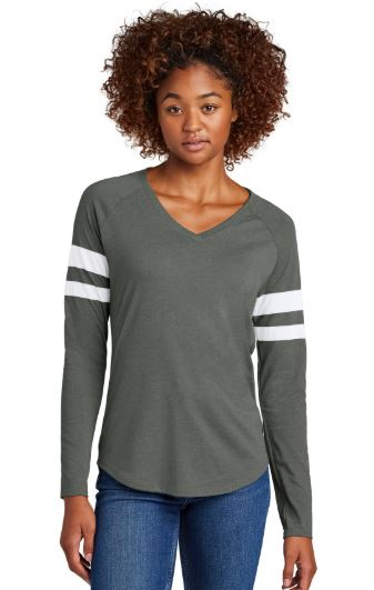 Sport-Tek® Women's Halftime Stripe Long Sleeve V-Neck Tee