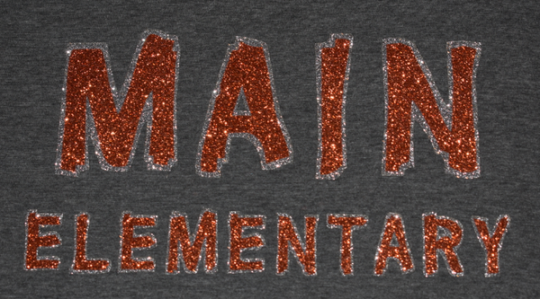Main Elementary - Tri-Blend 3/4 Baseball Tee - Glitter Logo - Clearance - 1 Adult Lg Only